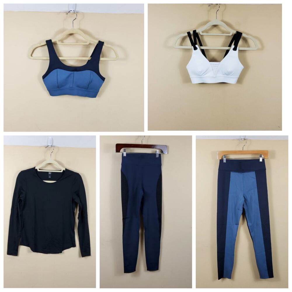 DLC Bundle of Five Sports Bra Compression Leggings Long Sleeve Alpha Top Size S